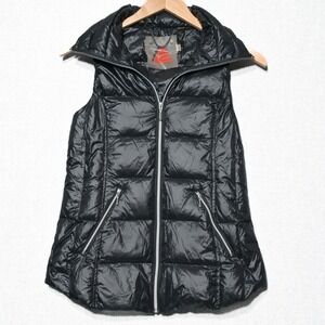 My Anorak Full Zip Down Puffer Vest Womens‎ XS Black Duck Down Quilted Packable